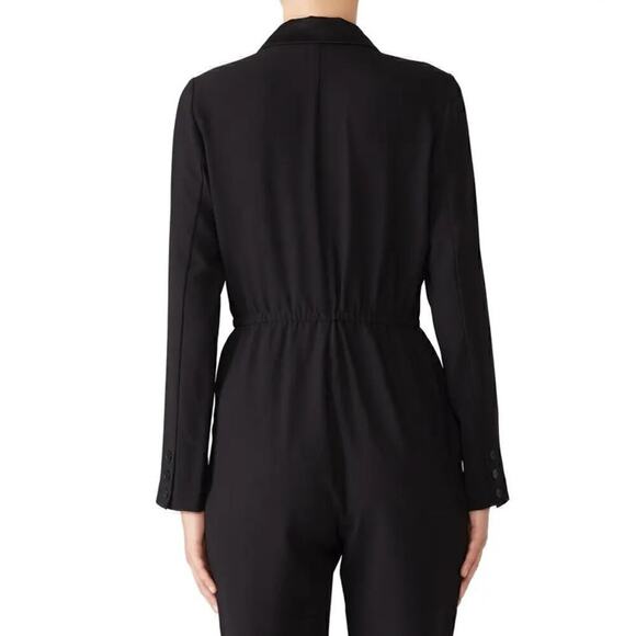 Greylin Reagan Tuxedo Jumpsuit Long Sleeve Satin Notch Collar Black Size XS - Picture 4 of 13
